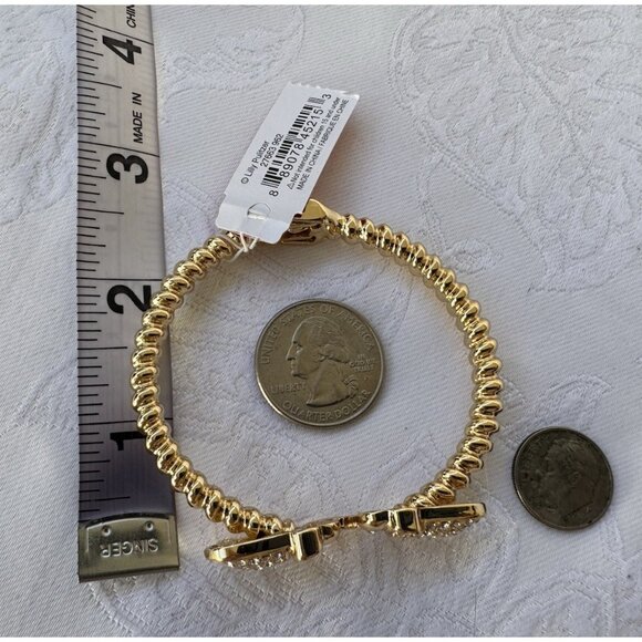Lilly Pulitzer Elephant Cuff Bracelet Gold-tone Rhinestone Hinged Bracelet NWT - Picture 8 of 15